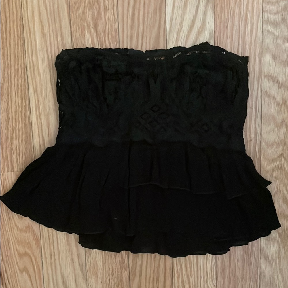 Free People Black Strapless Lace Top